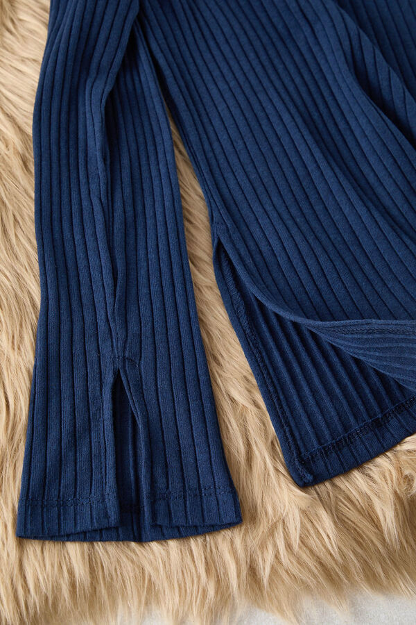 Trendyol Conjunto de pijama canelado azul marinho com detalhe de fechadura  azul