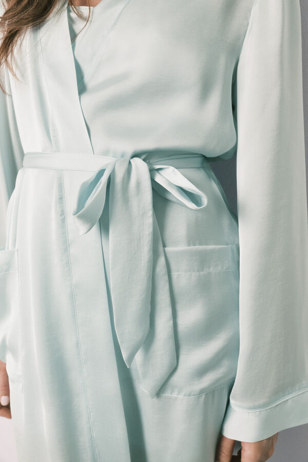 Women'secret Robe midi em cetim verde verde