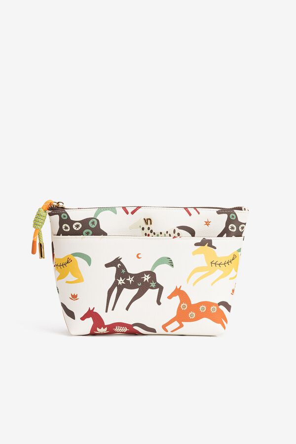 Vilanova N&eacute;cessaire estampada de cavalo bege