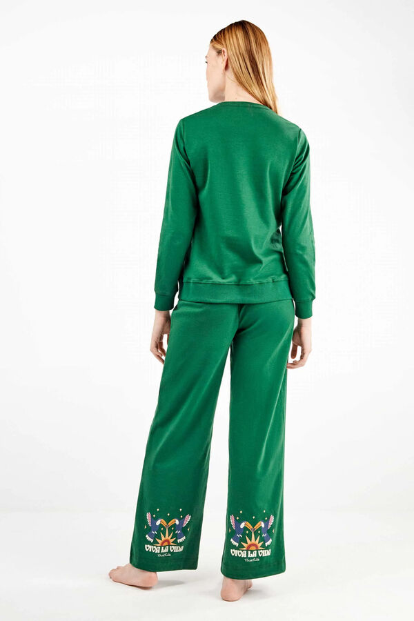 Gisela Conjunto de sweatshirt e calça Frida Kahlo verde