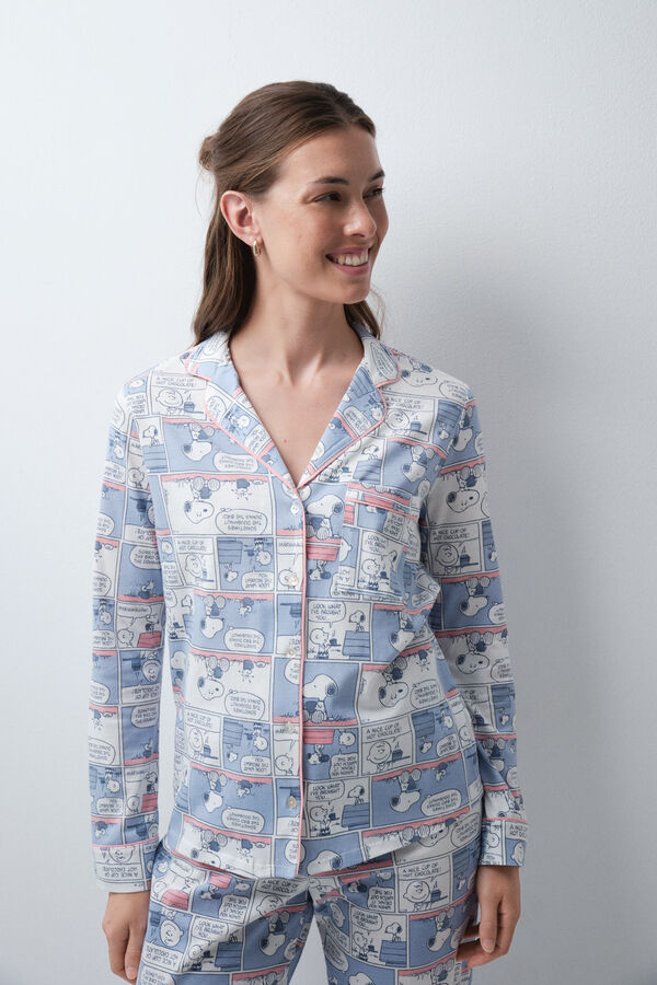 Women'secret Pijama comprido camiseiro banda desenhada Snoopy azul