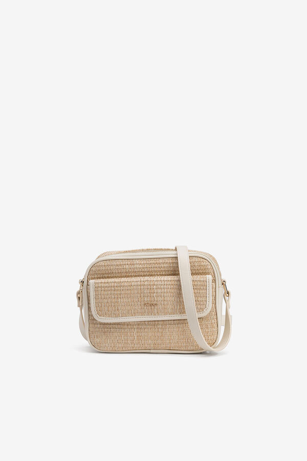 Vilanova Straw-effect crossbody bag grey