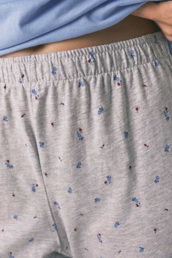 Women'secret Pijama comprido de algodão do Snoopy azul azul