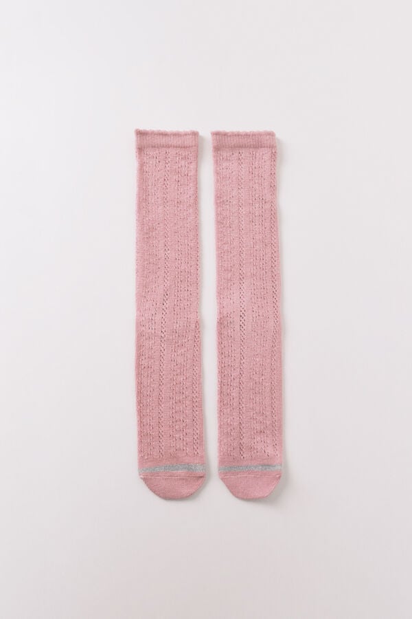 Women'secret Meias compridas de lurex rosa rosa