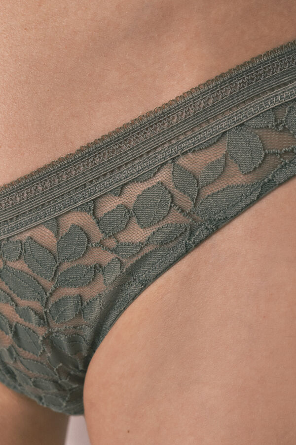 Women'secret Khaki lace classic V-waist panty beige