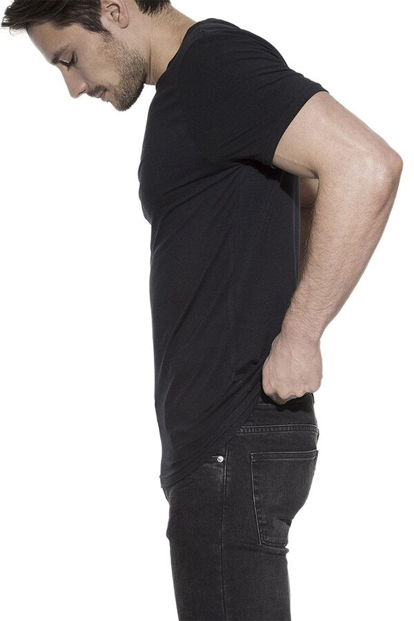 Bread & Boxers Pacote de 2 camisetas elásticas gola caixa de algodão orgânico com gola redonda preto