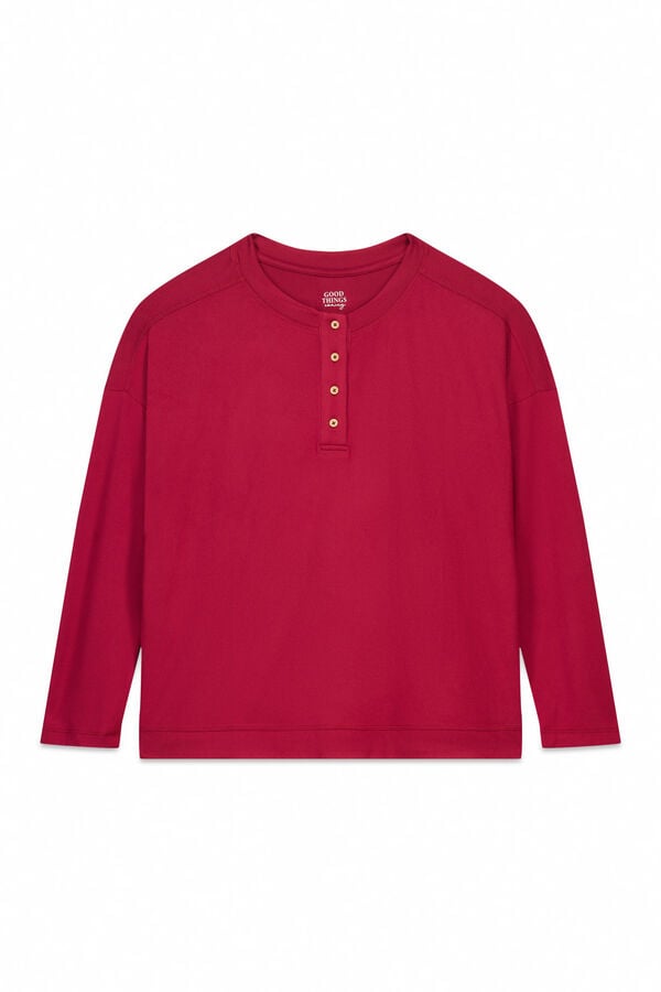 Women'secret T-shirt malha com a manga de malha vermelha vermelho