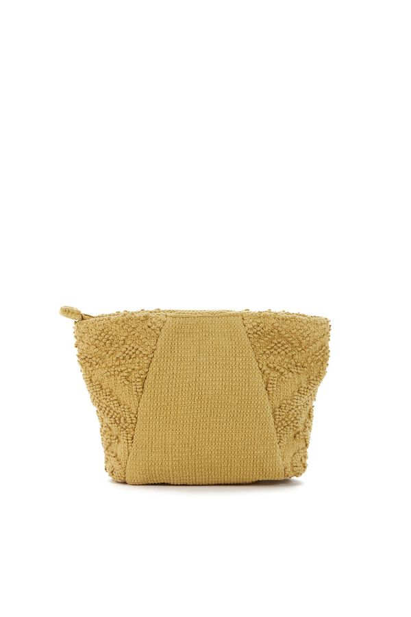 Abbacino  Necessaire de praia em algod&atilde;o dourado estampado