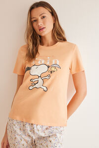 Womensecret Pijama 100% algodão laranja Snoopy vermelho