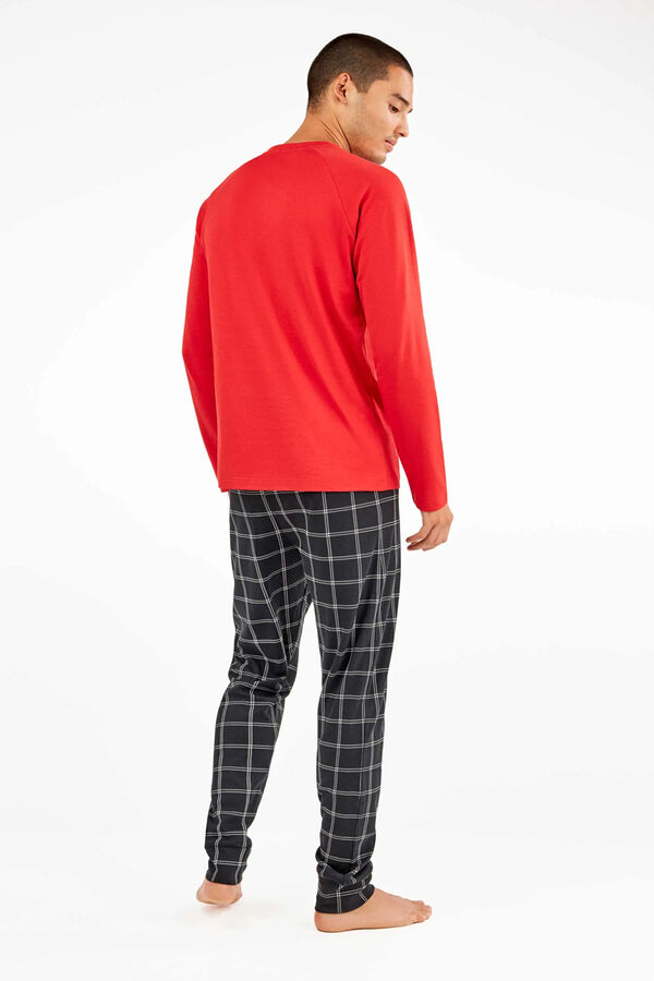 Gisela Conjunto de pijama masculino de malha interlock do Snoopy vermelho
