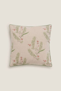 Womensecret Leaves and flowers cotton cushion cover green