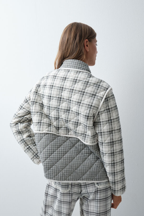 Women'secret Bata corta cuadros gris estampado