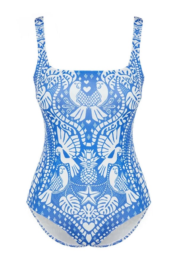 Trendyol Fato de banho reto com estampado tropical estampado