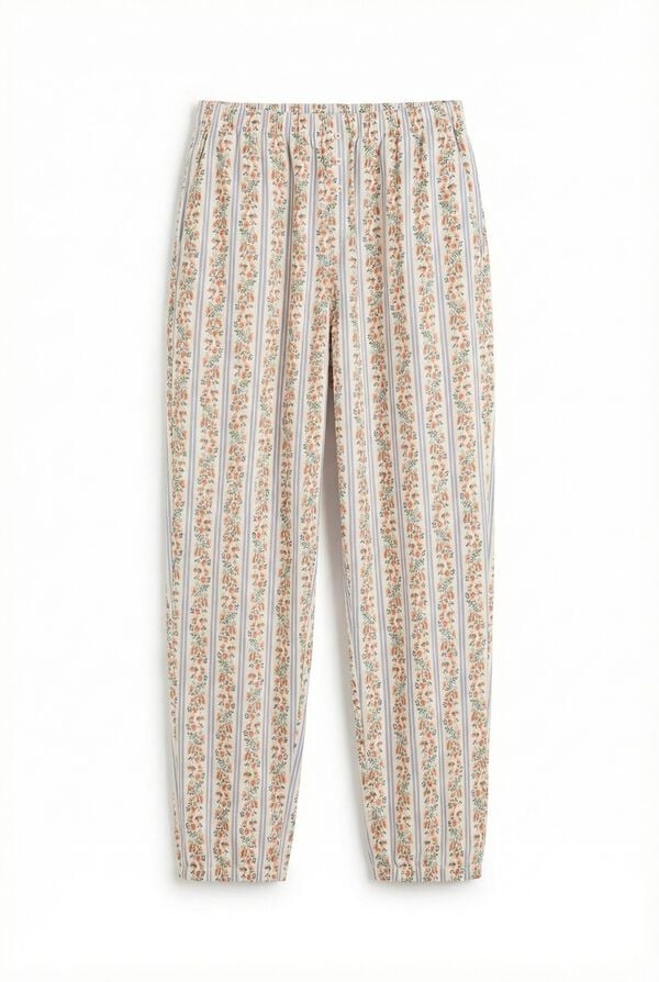 Women'secret Cal&ccedil;as carrot 100% algod&atilde;o estampado flores rosa