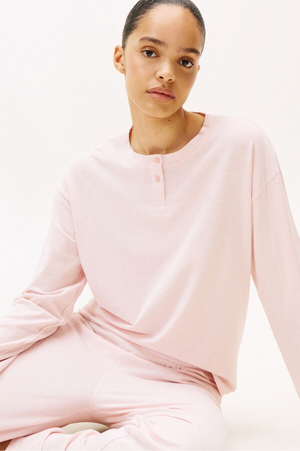 Tommy Hilfiger Conjunto de pijama modal de manga comprida rosa