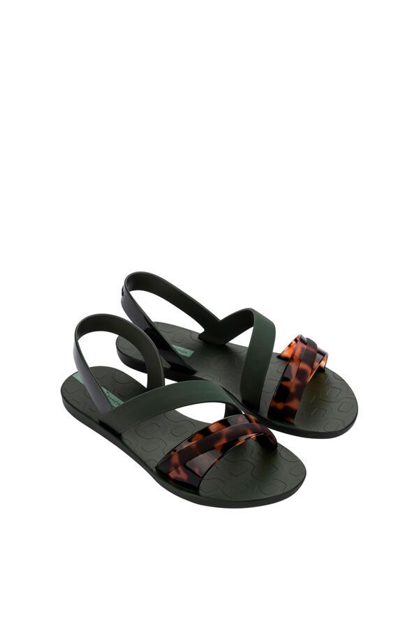 Ipanema Sand&aacute;lia de tiras assim&eacute;tricas com estampado animal verde