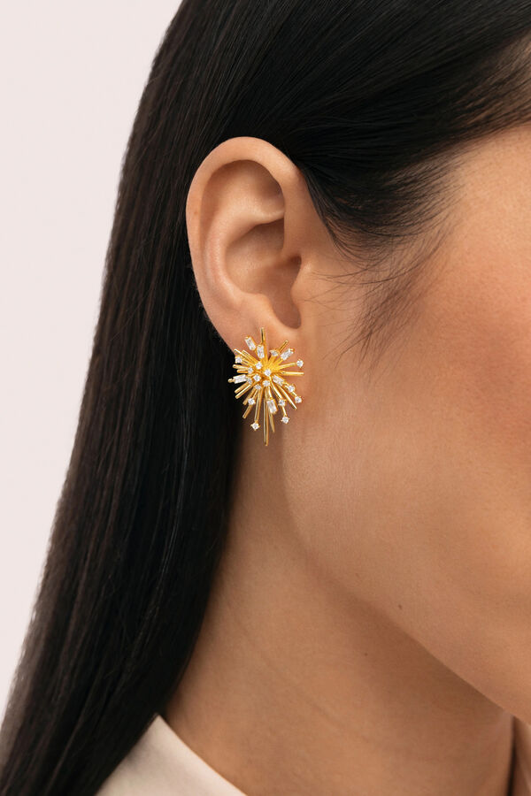 Singularu Gold Nit del Foc Bath earrings estampado