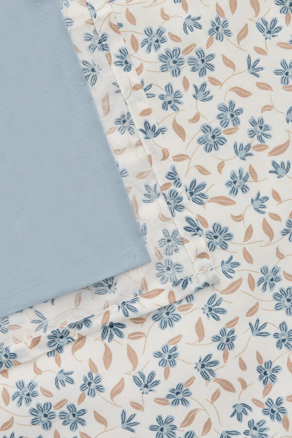 Textura Capa nórdica algodão flores azul