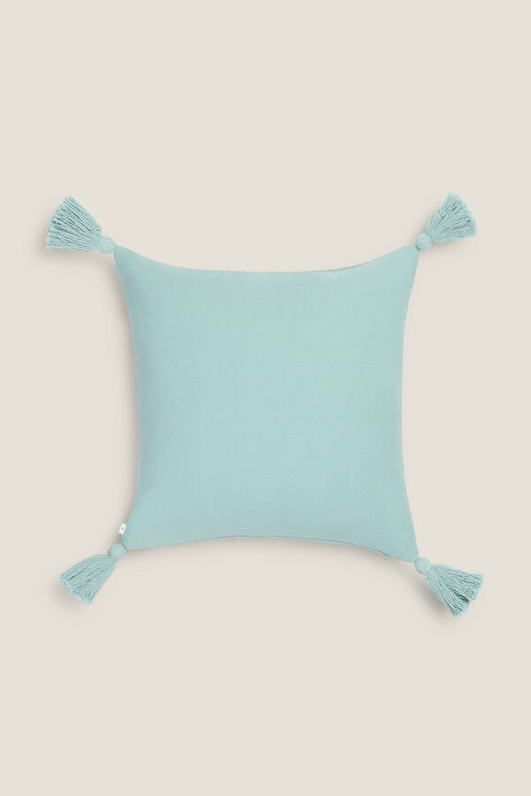 Womensecret Striped cushion cover with tassels bleu
