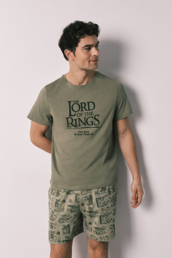 Women'secret Pijama curto de homem em algod&atilde;o LORD OF THE RINGS caqui
