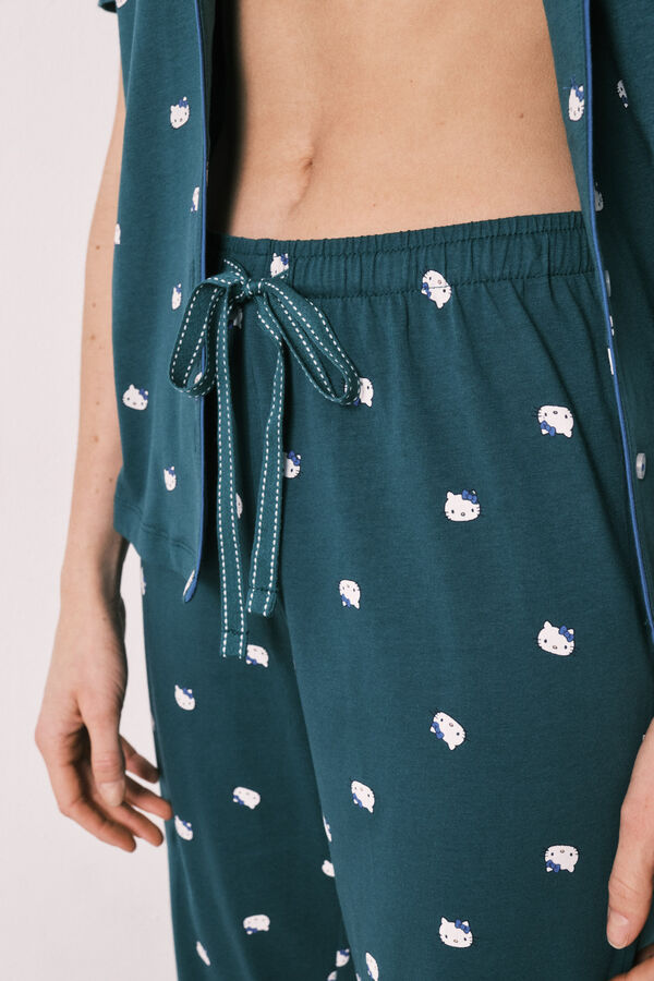 Women'secret Pijama camiseiro Hello Kitty manga curta em algod&atilde;o verde