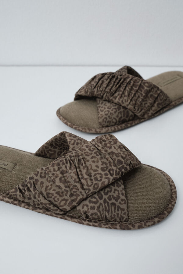 Women'secret Pack de viagem chinelos de quarto animal print caqui