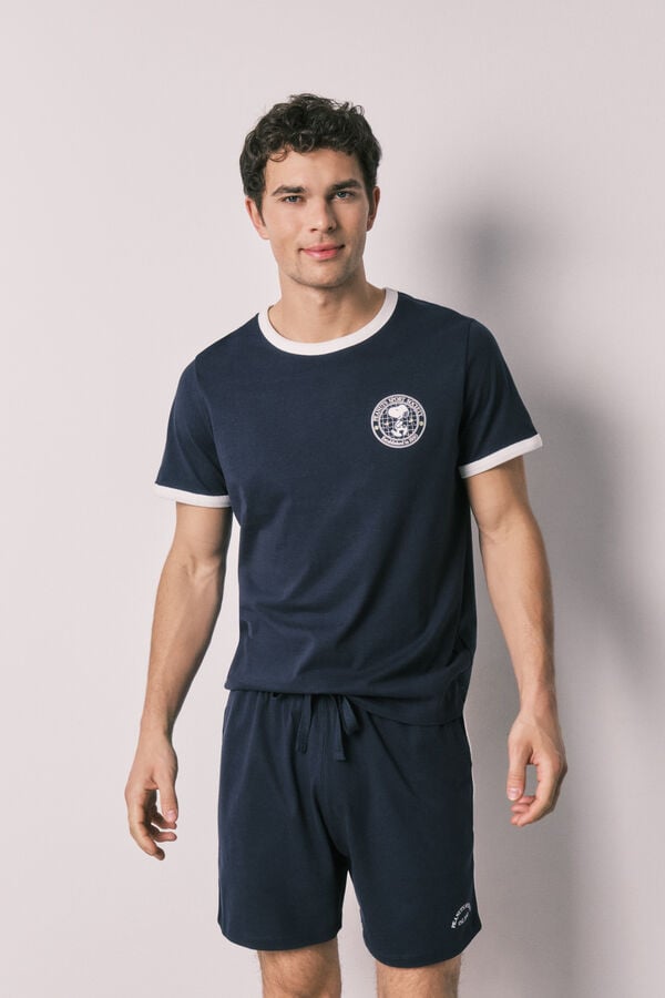 Women'secret Pijama curto de homem em 100% algod&atilde;o Snoopy azul