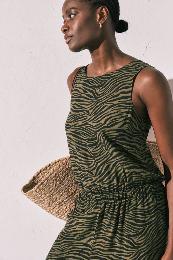 Women'secret Macac&atilde;o comprido animal print preto