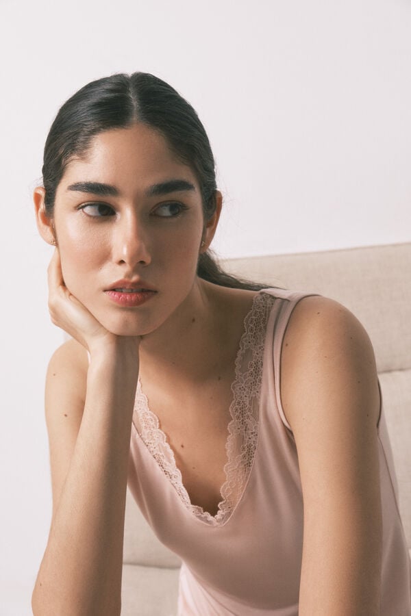 Women'secret T-shirt extrassuave em malha rosa rosa