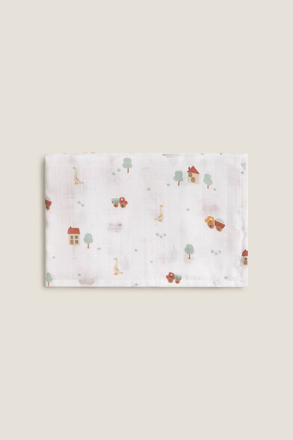 Textura Casas de algodão com gaze de musselina branco