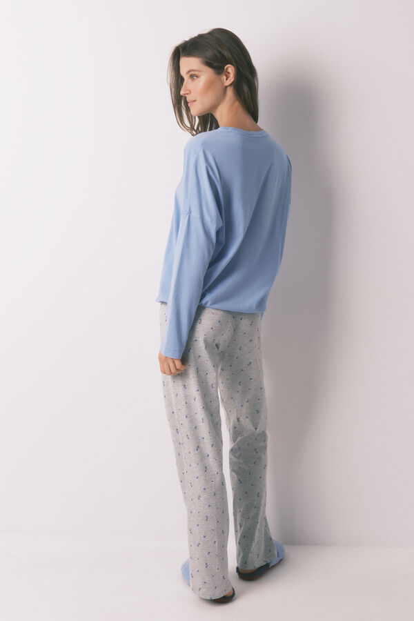 Women'secret Pijama comprido de algodão do Snoopy azul azul