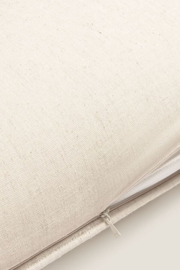 Textura Capa travesseiro algod&atilde;o flores bordadas bege