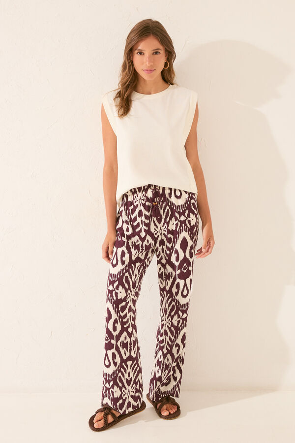 Women'secret Calça comprida de viscose com estampado floral estampado