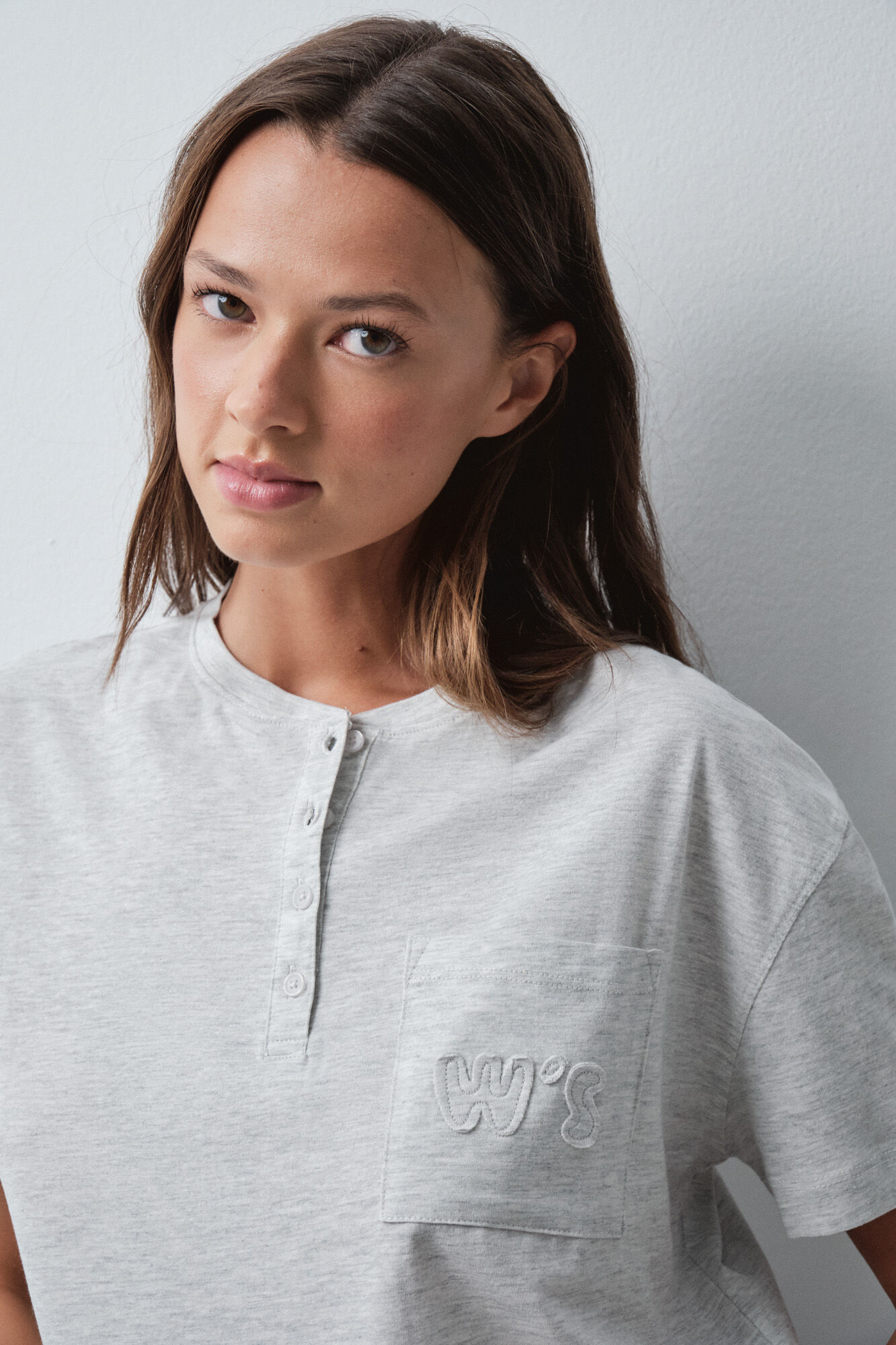 Women'secret T-shirt de algod&atilde;o cinzenta