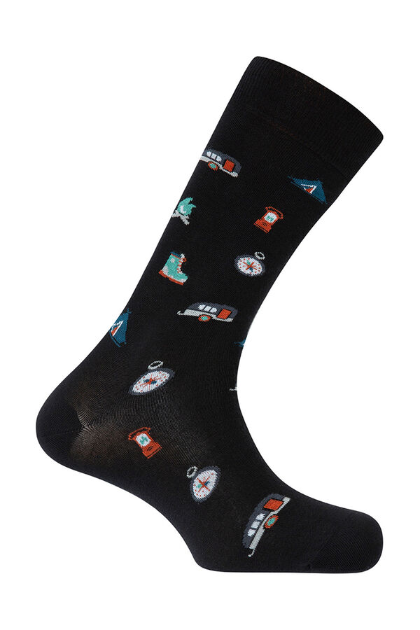 Punto Blanco Meias curtas de algod&atilde;o para acampamento preto