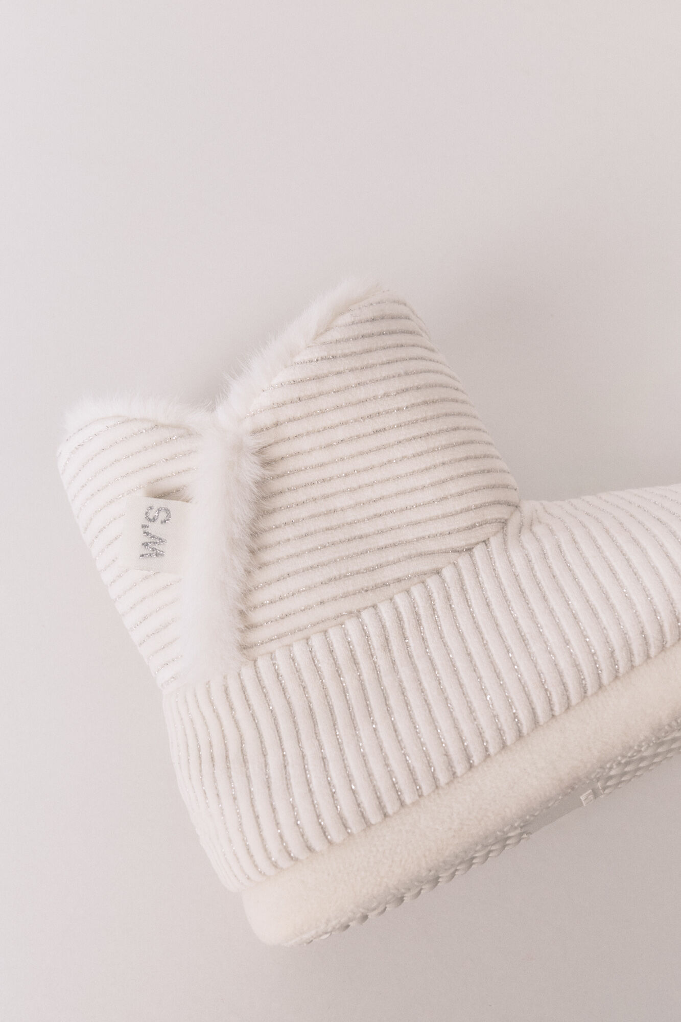 Women'secret Chinelos de quarto botas canelado lurex branco