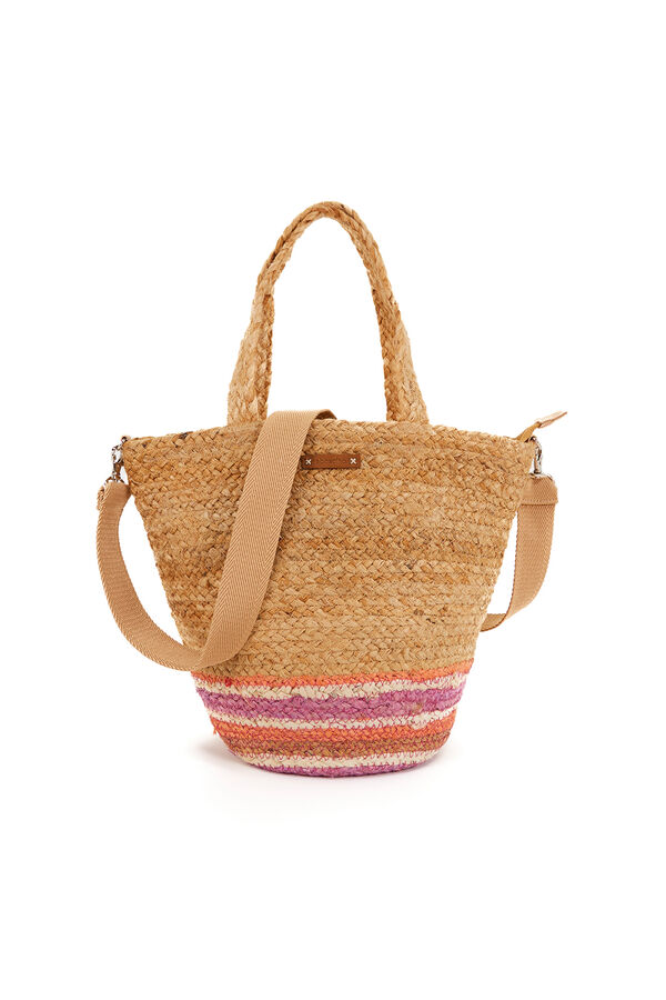 Abbacino Cesta pequena de ráfia estampado rosa