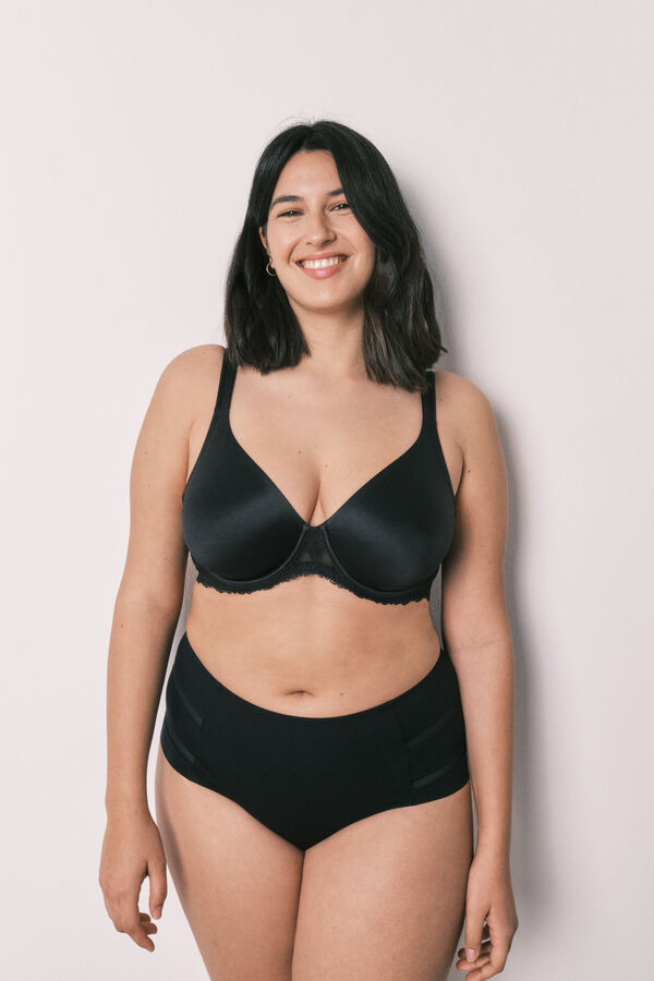 Women'secret Soutien redutor em microfibra e renda preto REAL preto