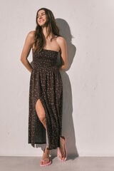 Women'secret Vestido comprido sem al&ccedil;as estampado bolinhas cru