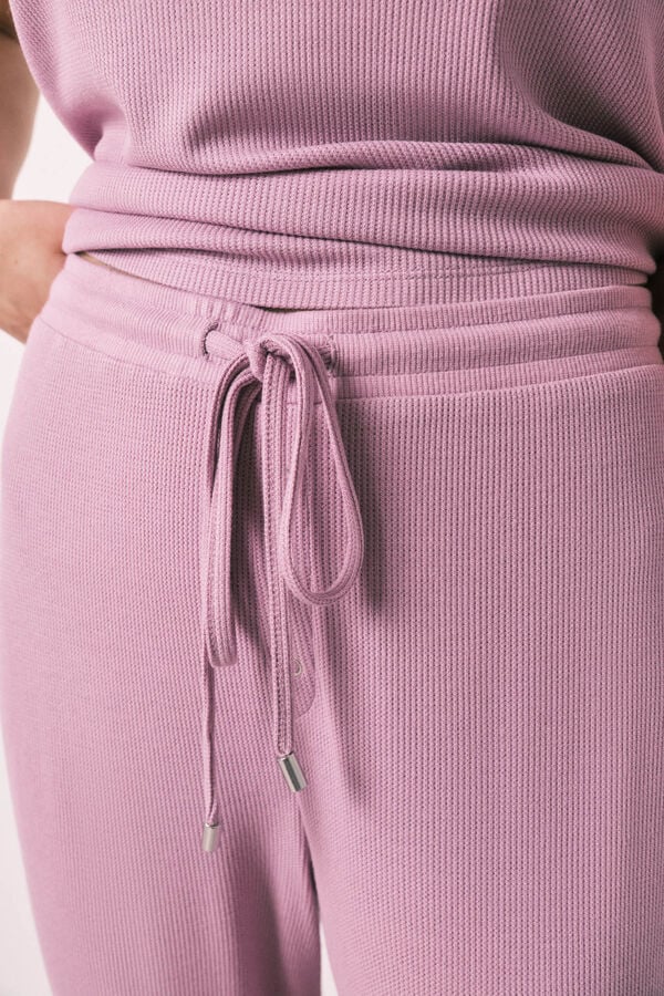Women'secret Pijama Capri em tecido waffle rosa rosa
