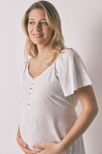 Women'secret Camisa de dormir maternity com folho em algod&atilde;o azul