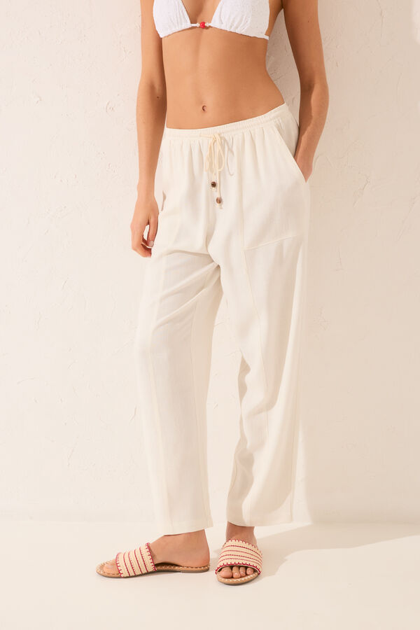 Women'secret White linen Capri trouser white
