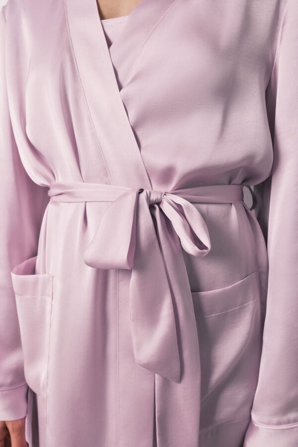 Women'secret Robe midi em cetim lil&aacute;s rosa