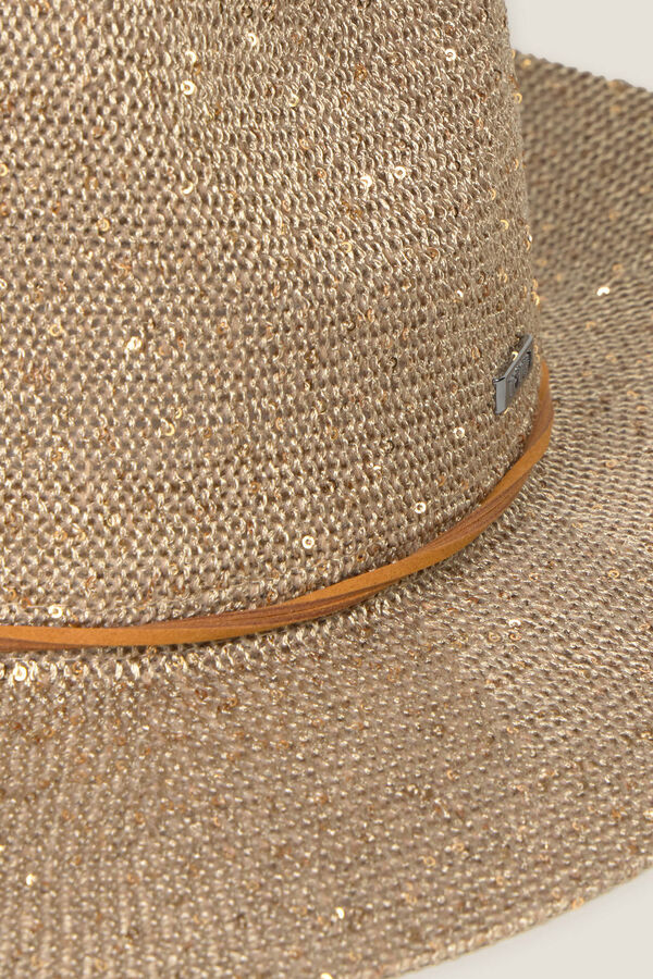 Textura Sombrero playa rafia  brillo beige