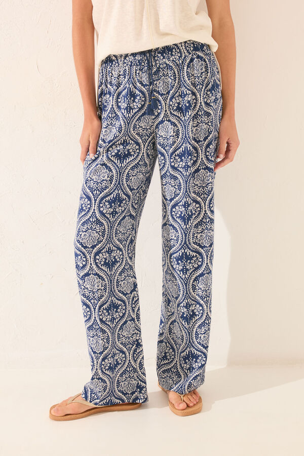 Women'secret Calça comprida estampado azul