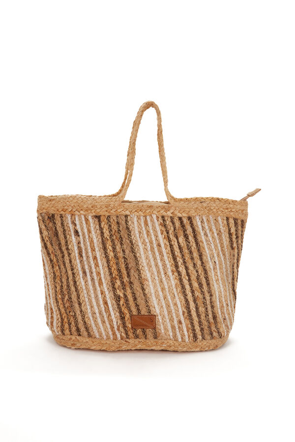 Abbacino Capazo de rafia print rayas marr&oacute;n marr&oacute;n