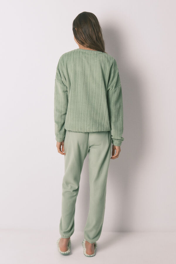 Women'secret Pijama comprido polar verde verde
