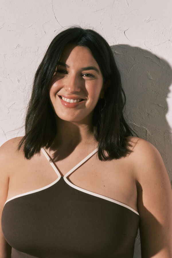 Women'secret Fato de banho modelador halter castanho cru