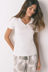 Women'secret Camiseta panadera algodón blanco marfil