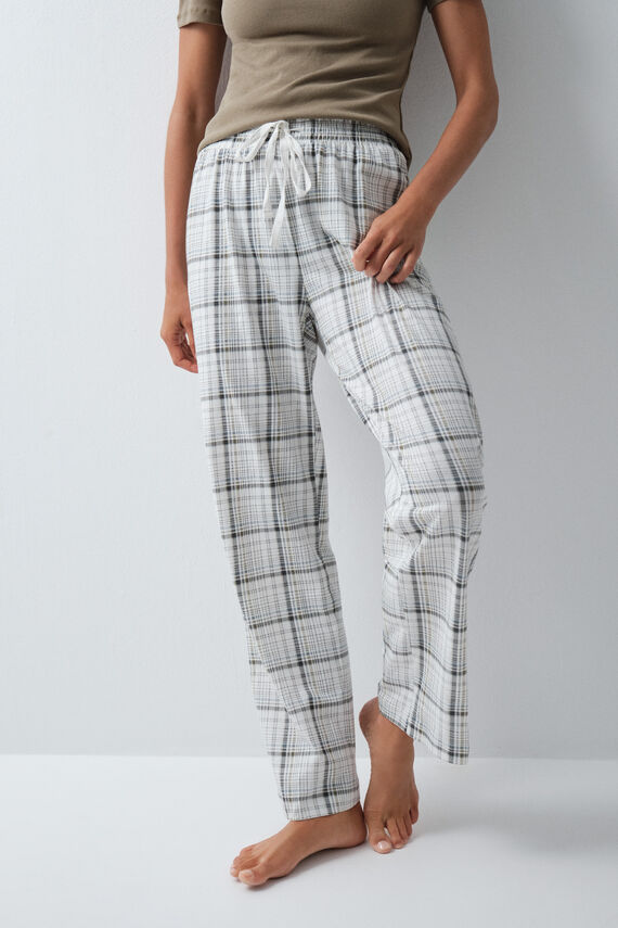 Pantalón largo algodón cuadros
